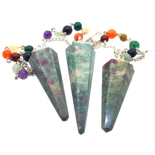 Ruby and Zoisite Gemstone Terminated Chakra Pendulum